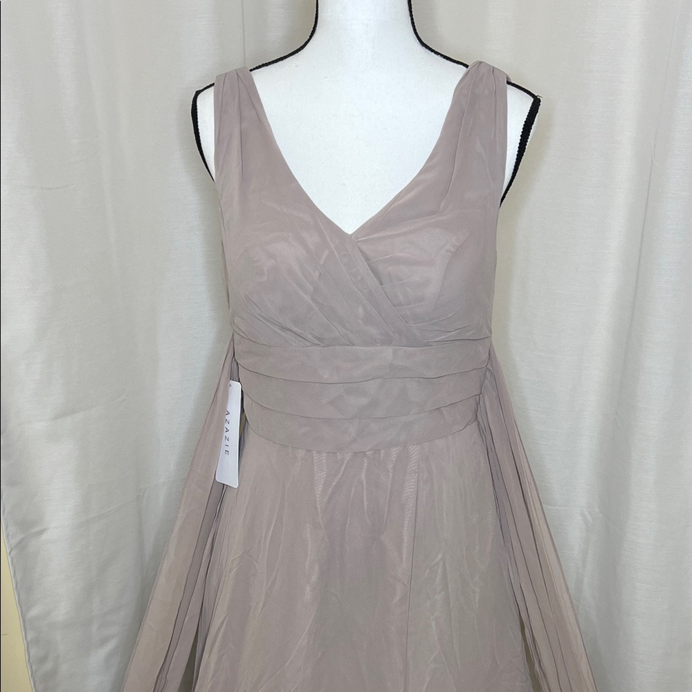 Azazie Taupe Maxi Dress